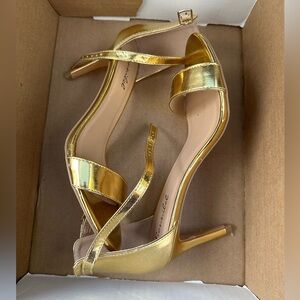Gold Strappy High Heels
